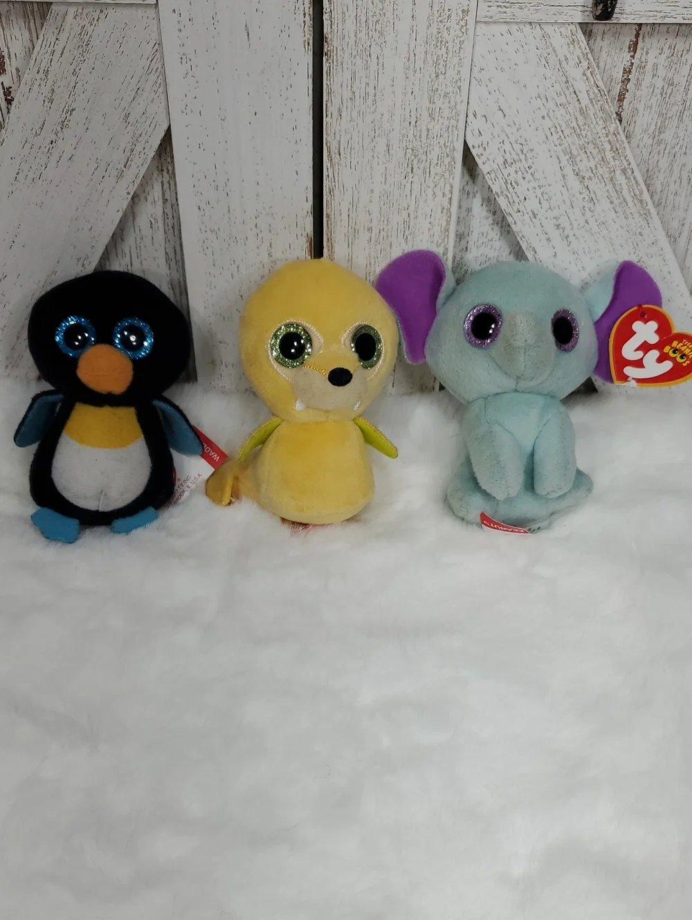 Ty Beanie Boos Plush Walrus, Penguin, Elephant Stuffed Animals